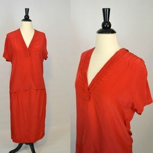 1970s Red and Black Silk Polka Dot Outfit